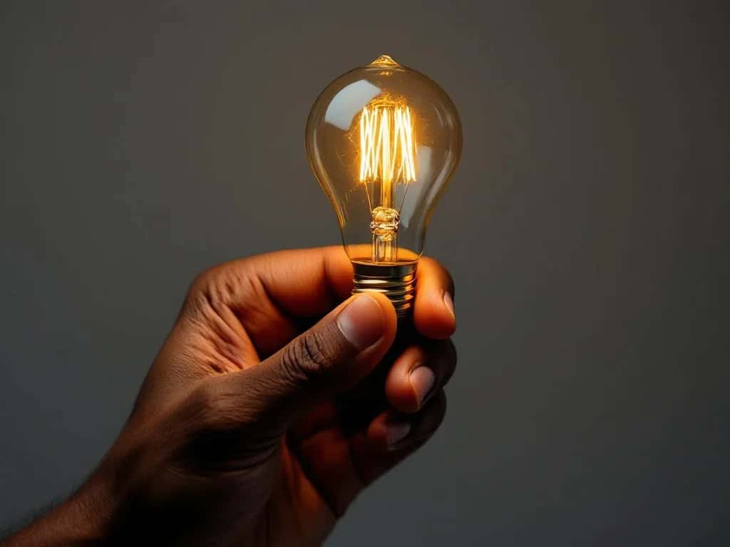 Hand cradling a softly glowing filament lightbulb, metaphor for ideas, partnership and the moment a business case becomes obvious. Cover for the Jubez Digital agency partnership case study.